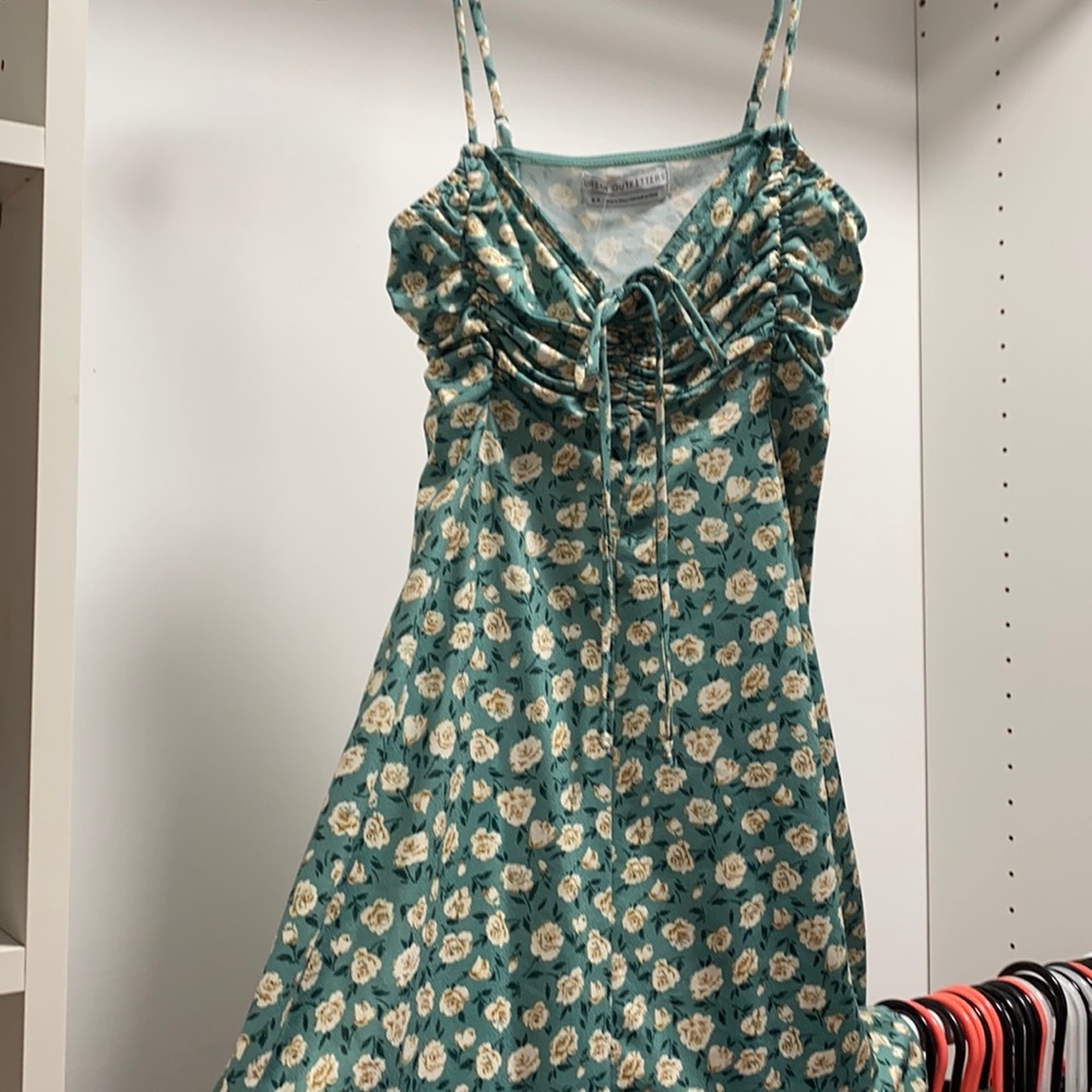 Green floral skater dress